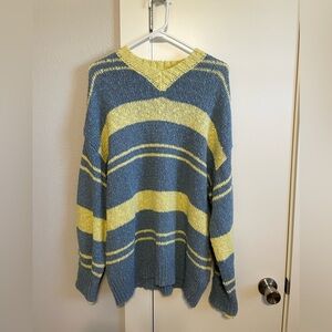Urban Outfitters BDG Van Striped Oversized V-Neck Dad Sweater